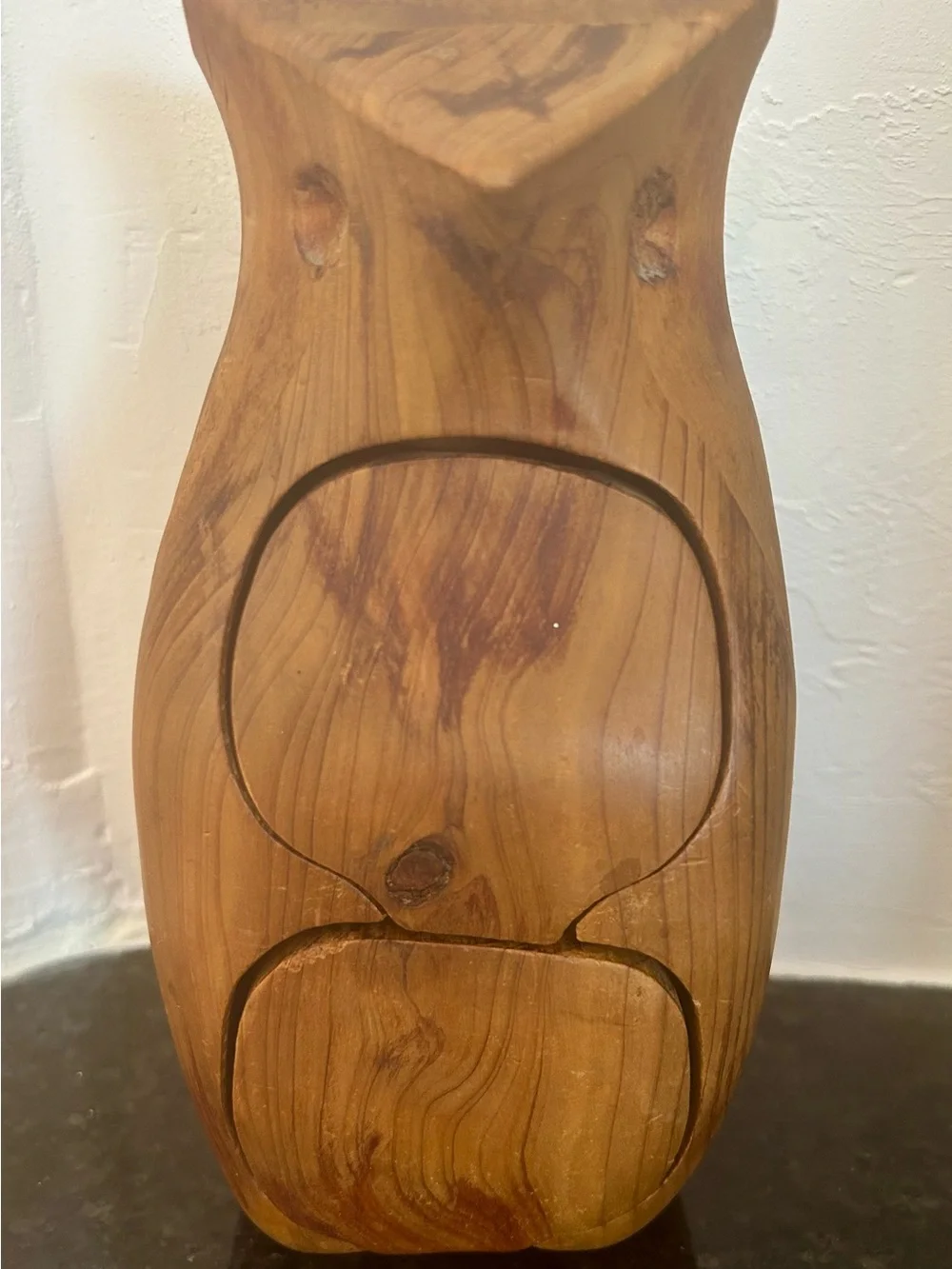 VTG Deborah D Bump Hand Carved Wood Owl Puzzle Box MCM